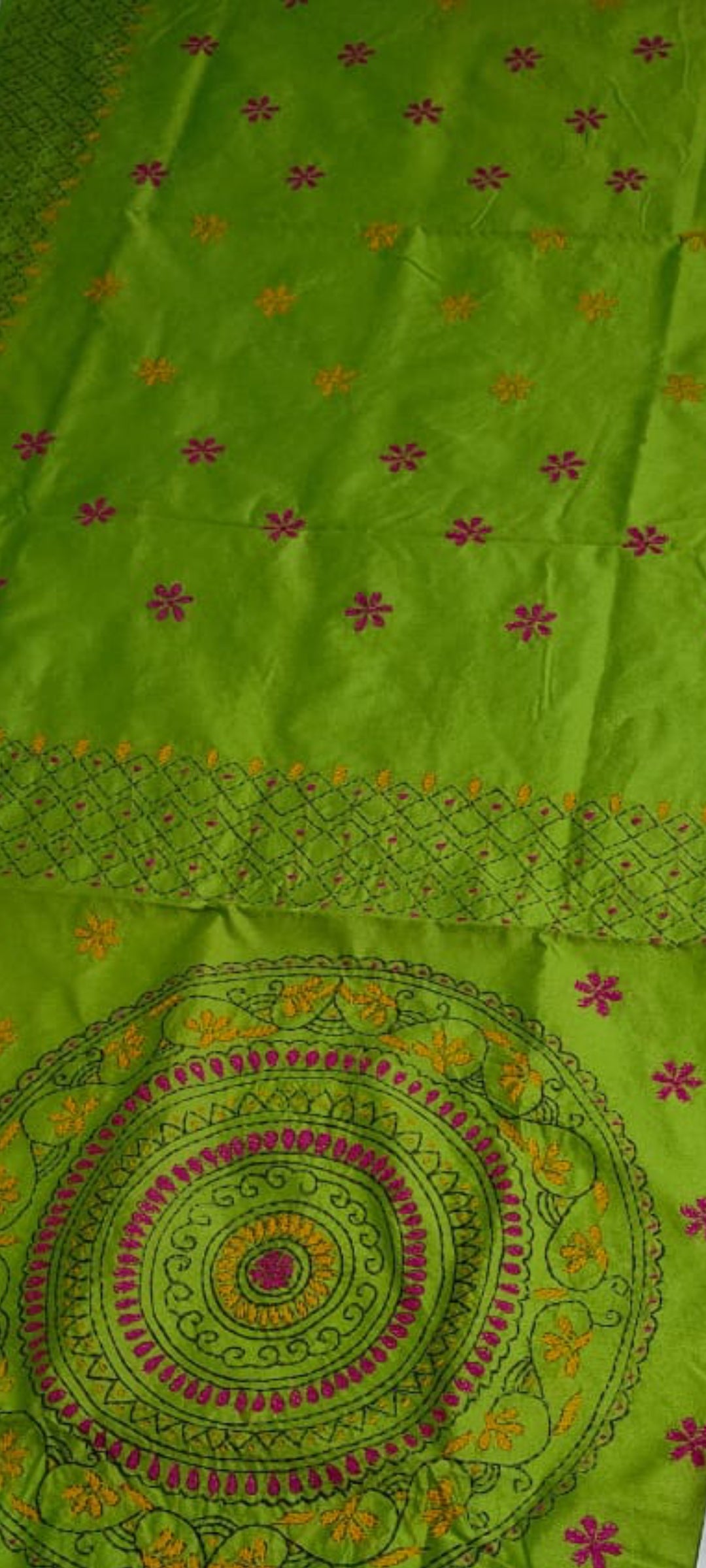 Assam silk Hand stitch Kantha work saree