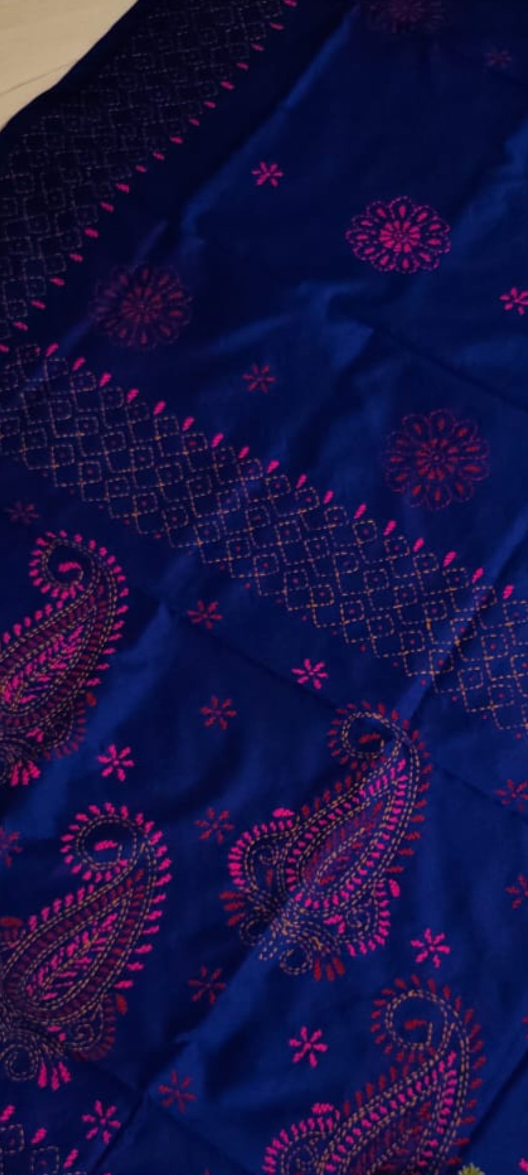 Assam silk Hand stitch Kantha work saree