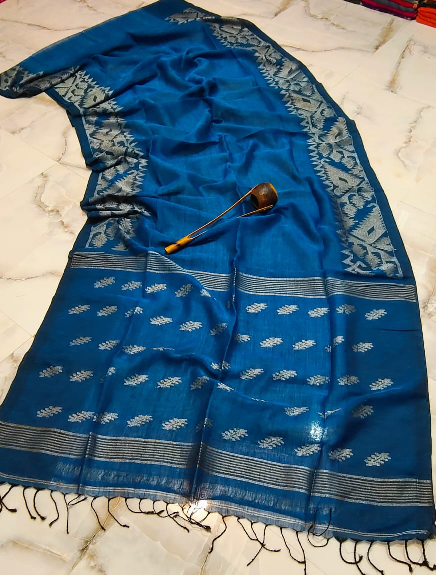 Handloom pure cotton linen jamdani sarees