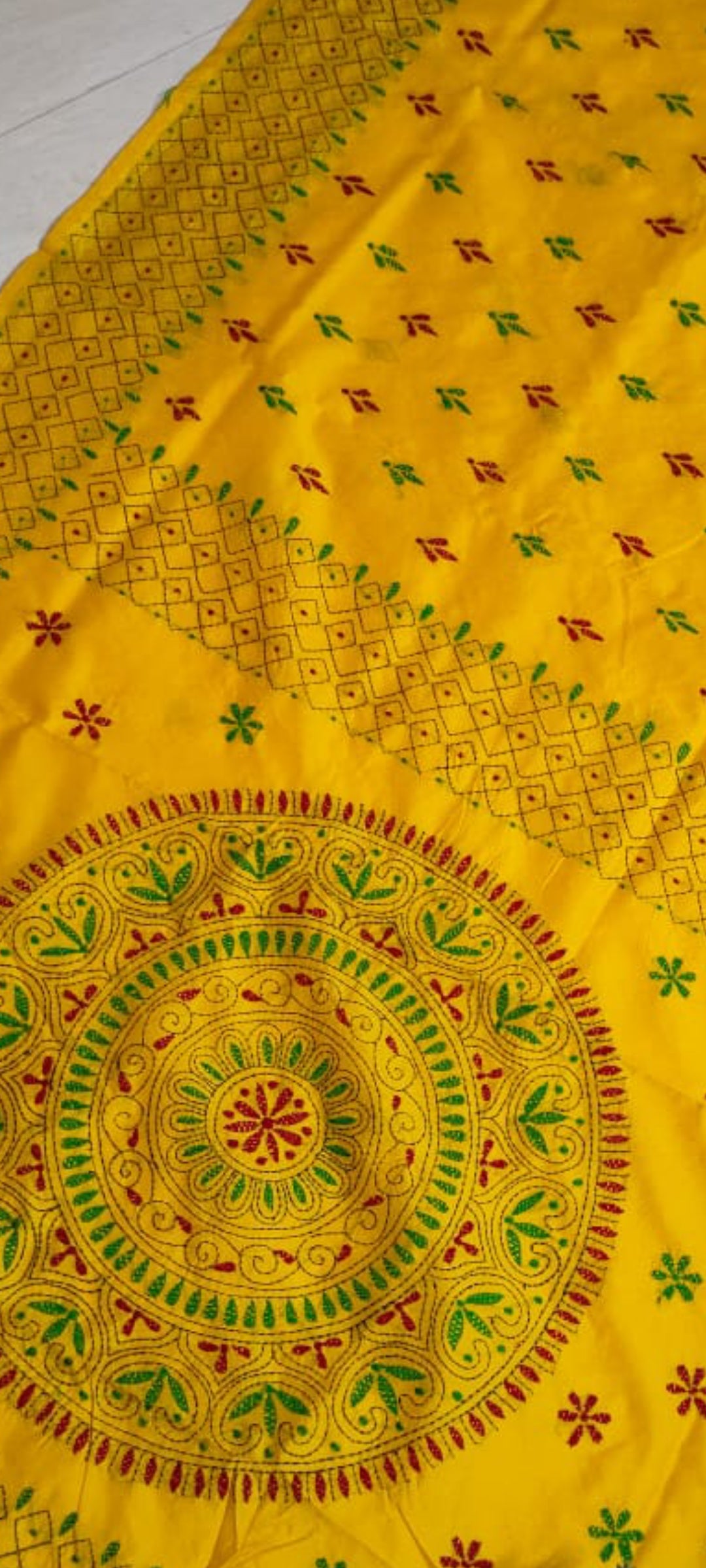 Assam silk Hand stitch Kantha work saree