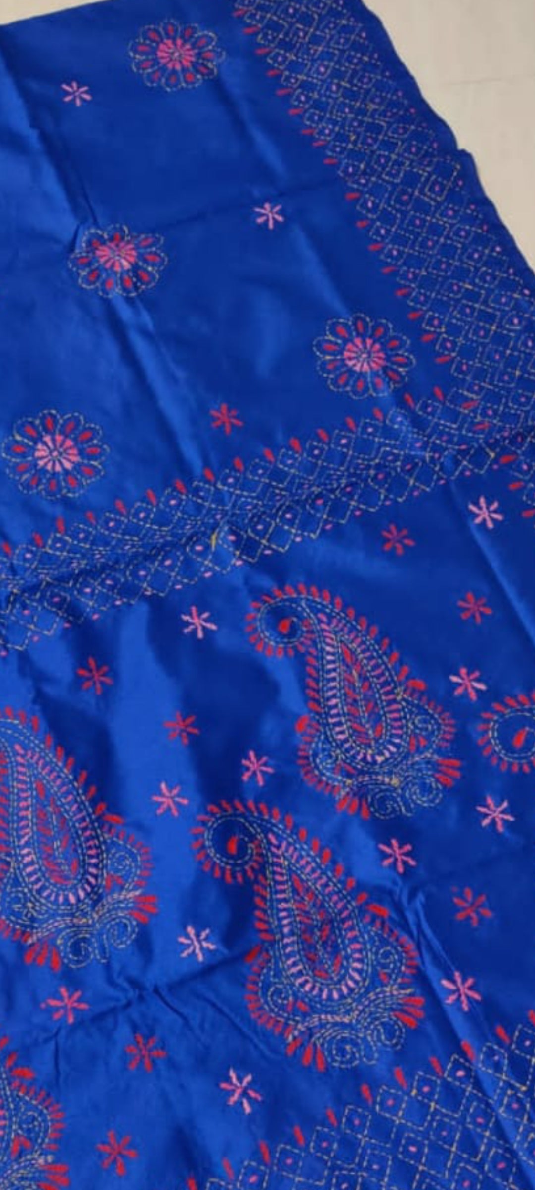 Assam silk Hand stitch Kantha work saree