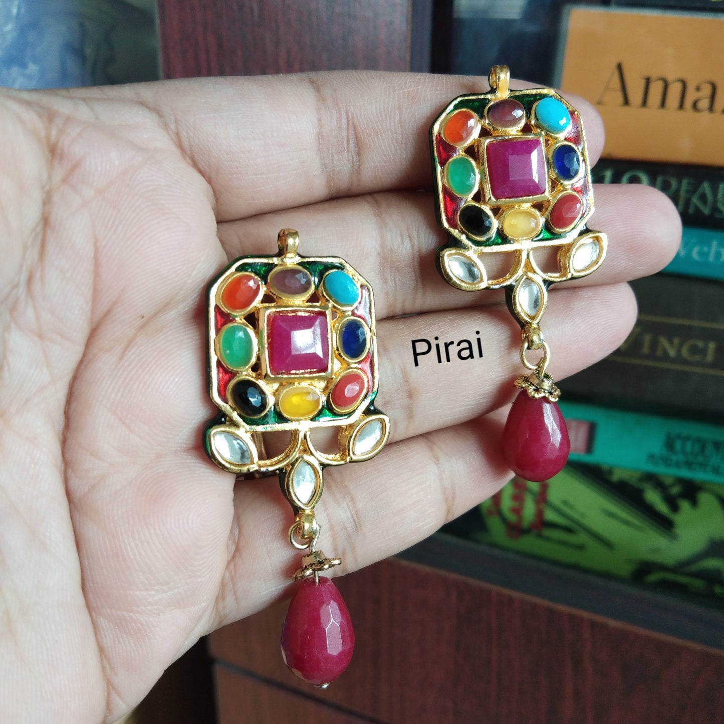 Beautiful Hand-Crafted Multi-layer Ruby beads with double side kundan pendant